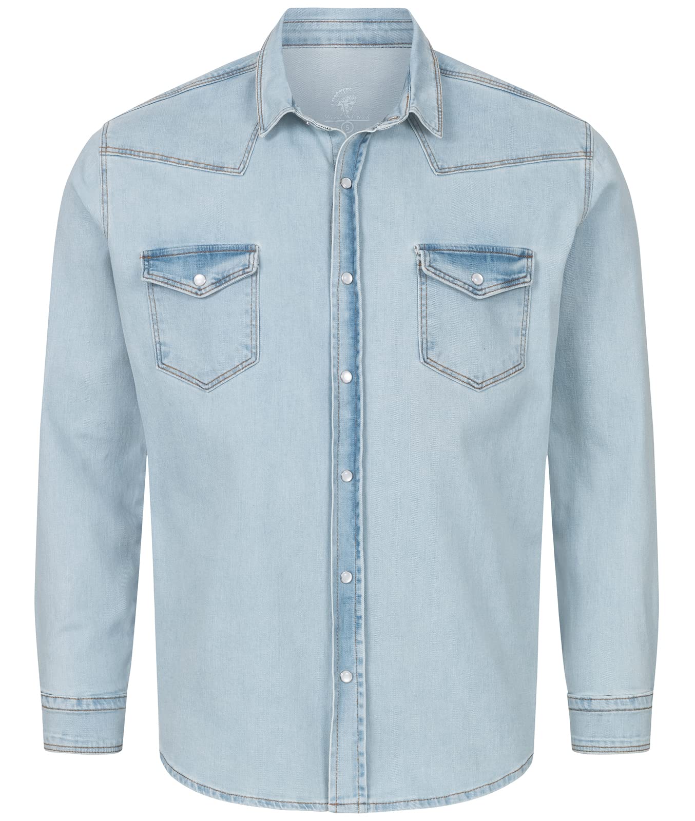 Rock Creek Jeanshemd – Jeanshemd Herrenhemd Hellblau 3XL – Top Qualität, Denim, Druckknopfleiste