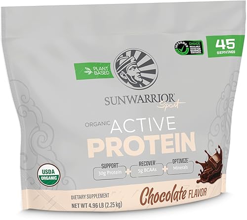 Sunwarrior Polvo de proteína vegana USDA Mezcla de proteína orgánica en polvo  A base de plantas BCAA sin azúcar, sin gluten, sin OMG, sin lácteos