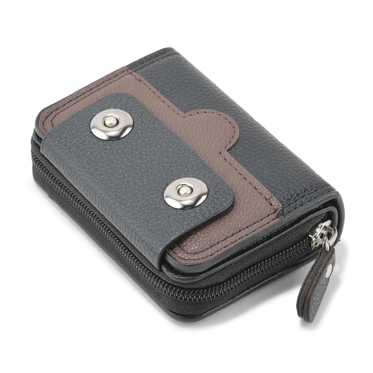 9 Slot RFID Genuine Leather Credit Debit Card Holder Wallet Money Zipper Coin Purse for Men & Women (Black)-image-28