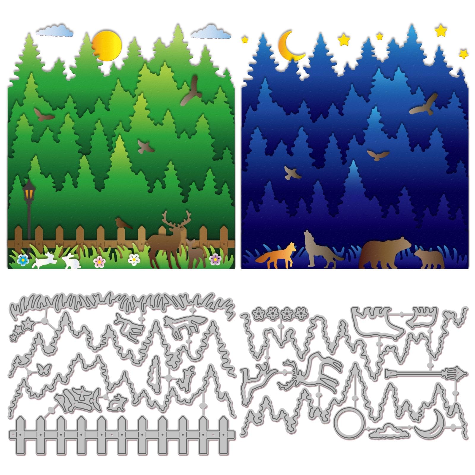 GLOBLELAND Forest Fence Cutting Dies for Card Making Tree Rabbit Metal Die Cuts Animals Cutting Dies Templates for Scrapbooking Journal Embossing Paper Craft Decor โ image 1