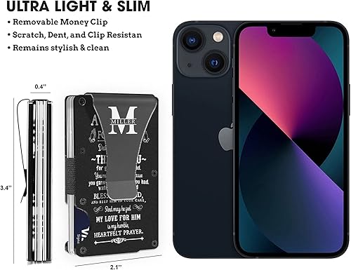 Miniatura 2 de MIKENCO Cartera personalizada para papá, regalos de hijo, regalos de oración de hija, cartera personalizada para hombres, Negro -, Regalo Dad 4