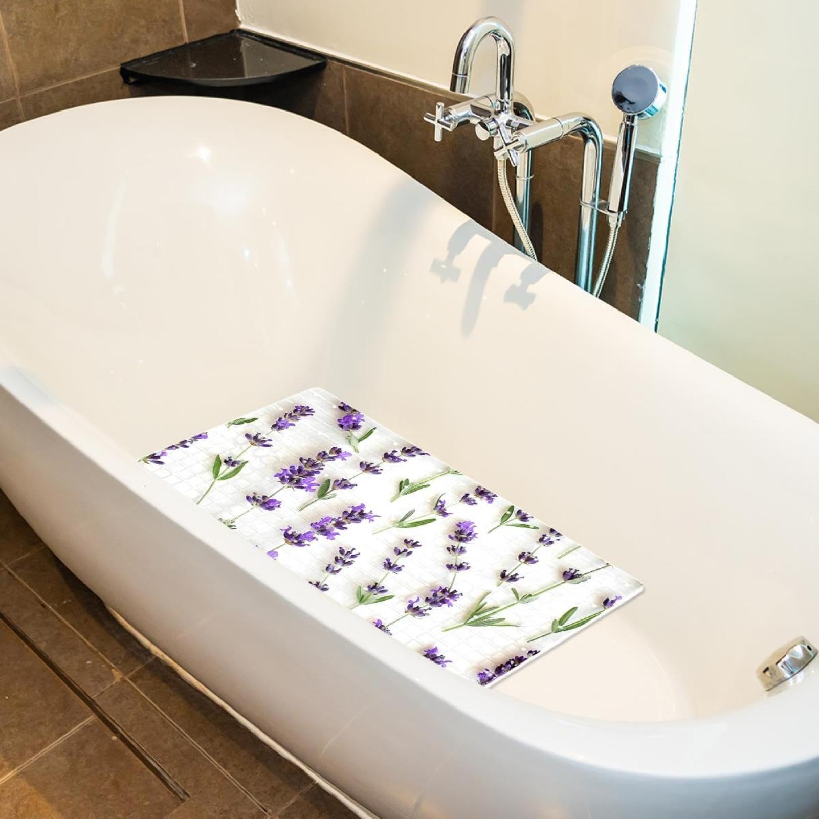 Tapis de bain de qualité supérieure - Antidérapant, facile à nettoyer et sans danger pour toute la famille - Fleur de lavande