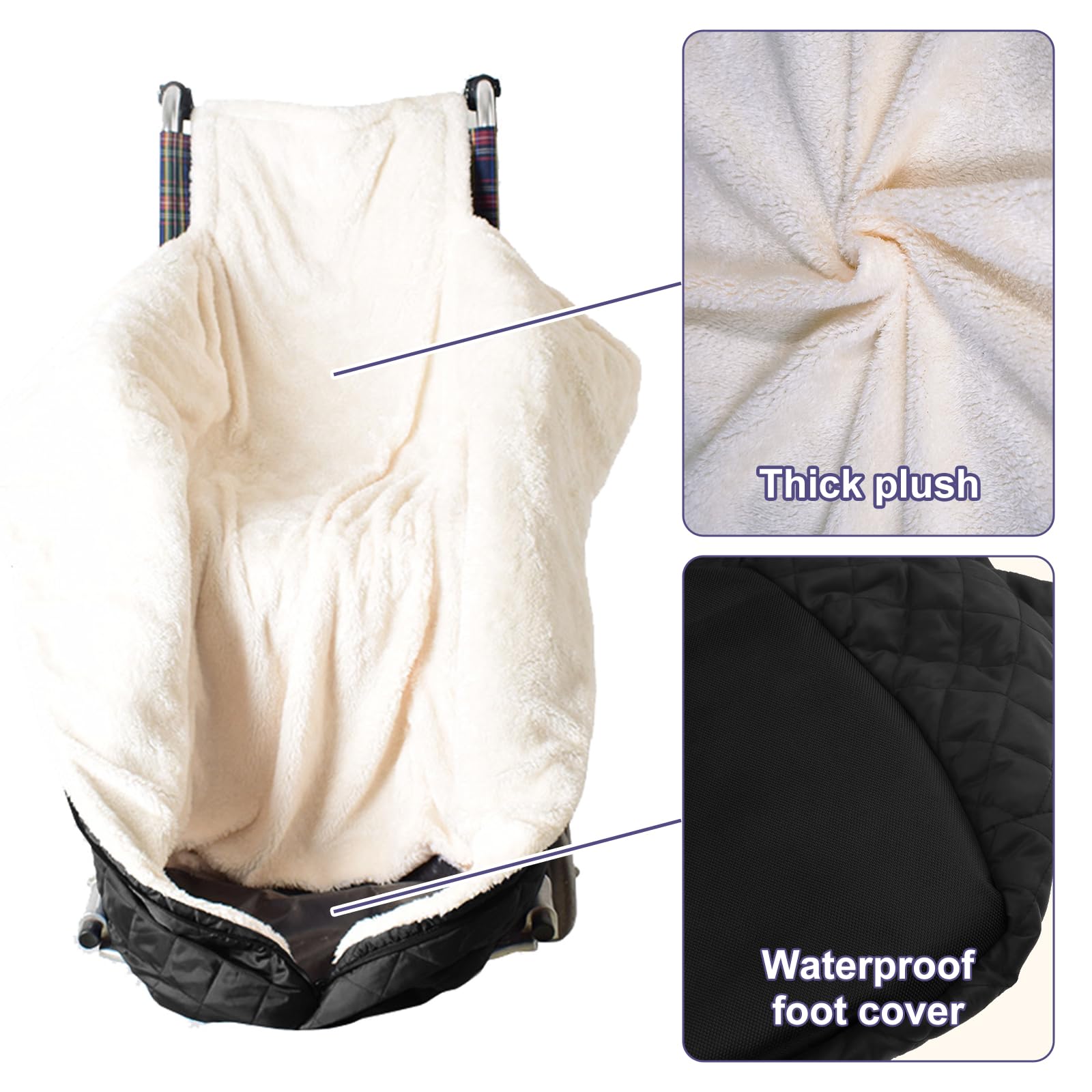 Rollstuhl Fußsack Winter Schlupfsack | Winddichte Rollstuhl Schlupfsack Rollstuhlsack Wintersack Decke Sitzsack Rollstuhldecke Beindecke Winter | Universelle Größe (Black)