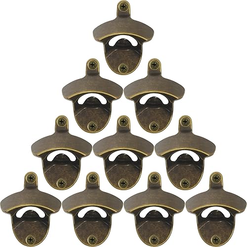 Miniatura 14 de Abridor de cerveza de montaje en pared, bronce antiguo, vintage, acero inoxidable, abrebotellas, montaje de regalo para poste Bronce antiguo,Cobre