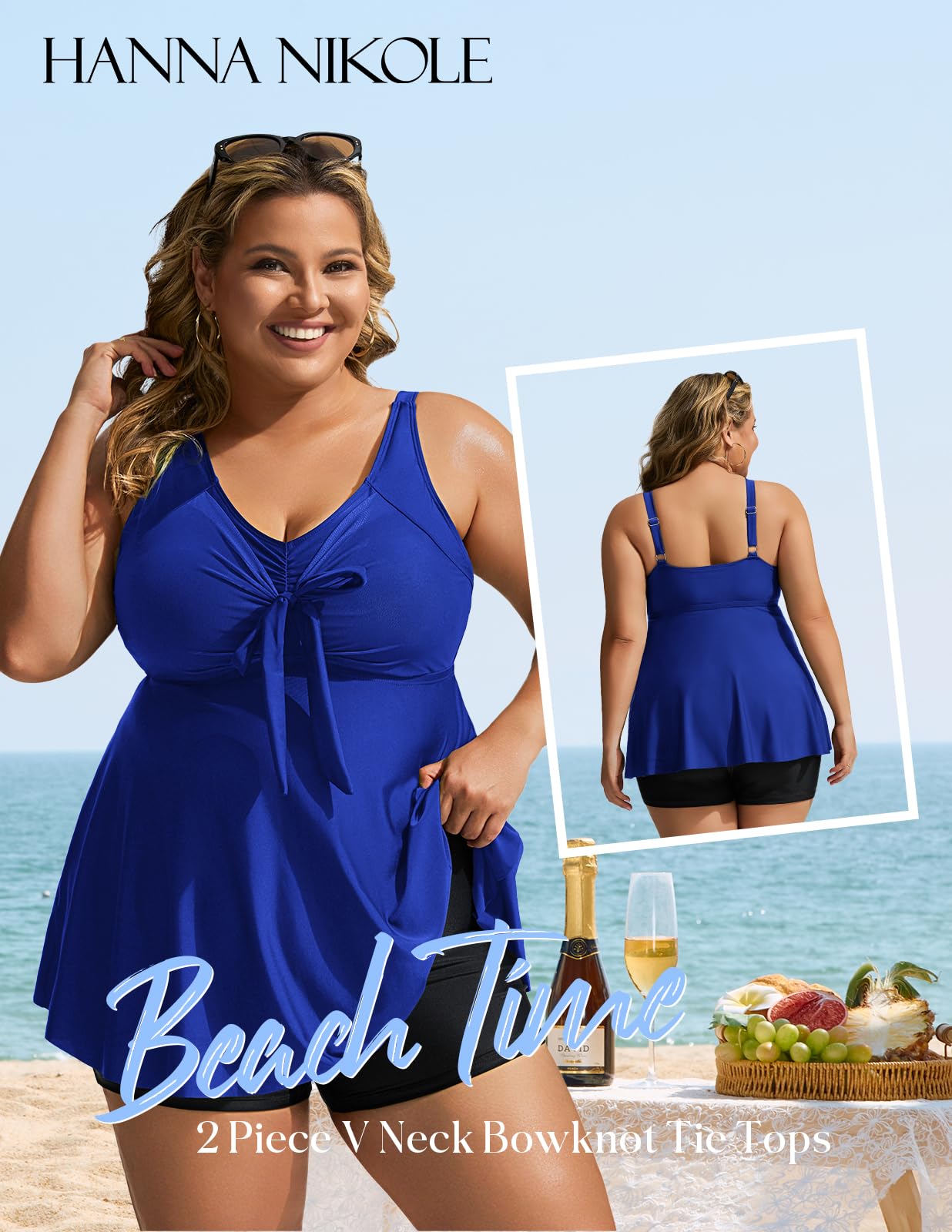 Hanna Nikole Plus Size Women Tankini Set Tummy Control e Costumi da Bagno a Vita Alta per L'Estate