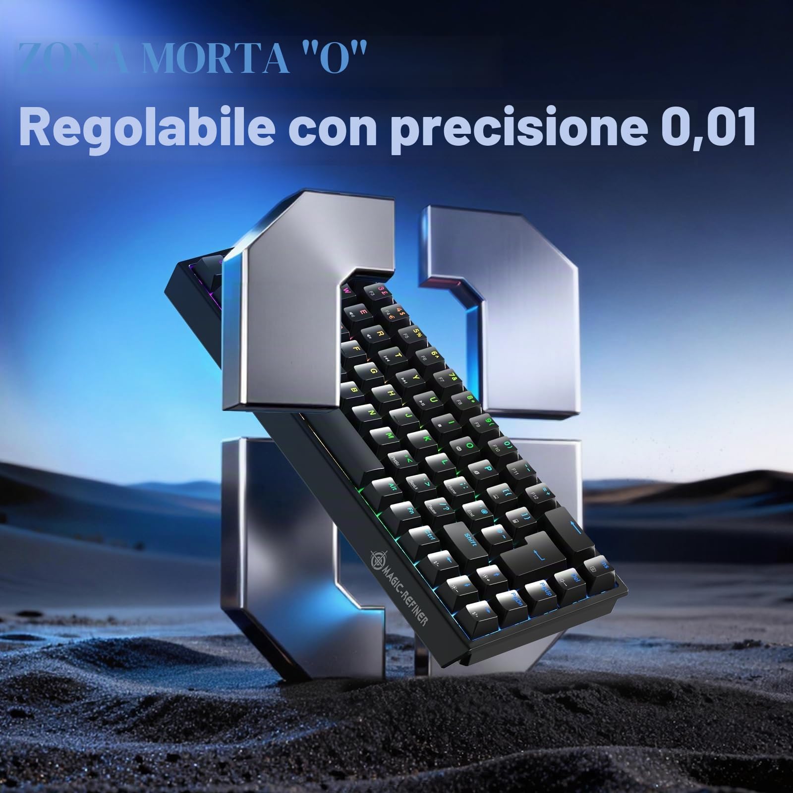 MAGIC-REFINER X68 HE Tastiera Rapid Trigger 8000Hz,Tastiera Magnetica Cablata,Attuazione Regolabile,Layout UK,Latenza 0,125ms,Precisione RT 0,01mm,Snap Tap,Retroilluminazione RGB