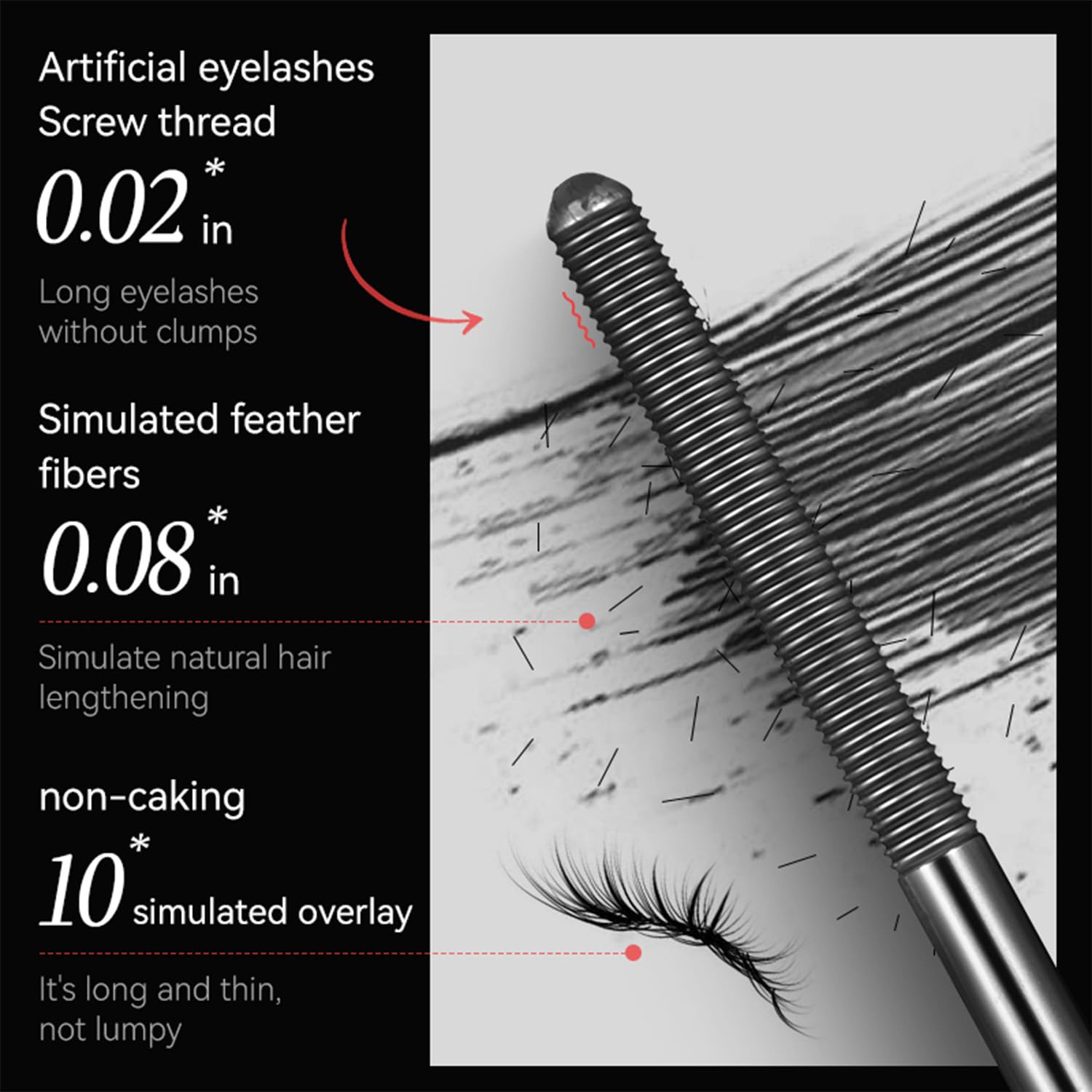 Iron Wand Mascara,New Metal Curl Waterproof Mascara, Tubular Eyelash Primer Waterproof Long Curling, Brushless Mascaras for Natural and Non-smudged Eyelash,Black (Pack of 2)