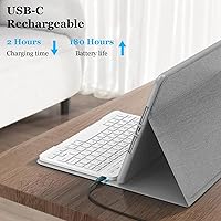 Vista 6 de MMK Funda de teclado para iPad de 10.2 pulgadas 9ª/8ª/7ª generación 2021/2020/2019, teclado inalámbrico BT desmontable con cubierta protectora