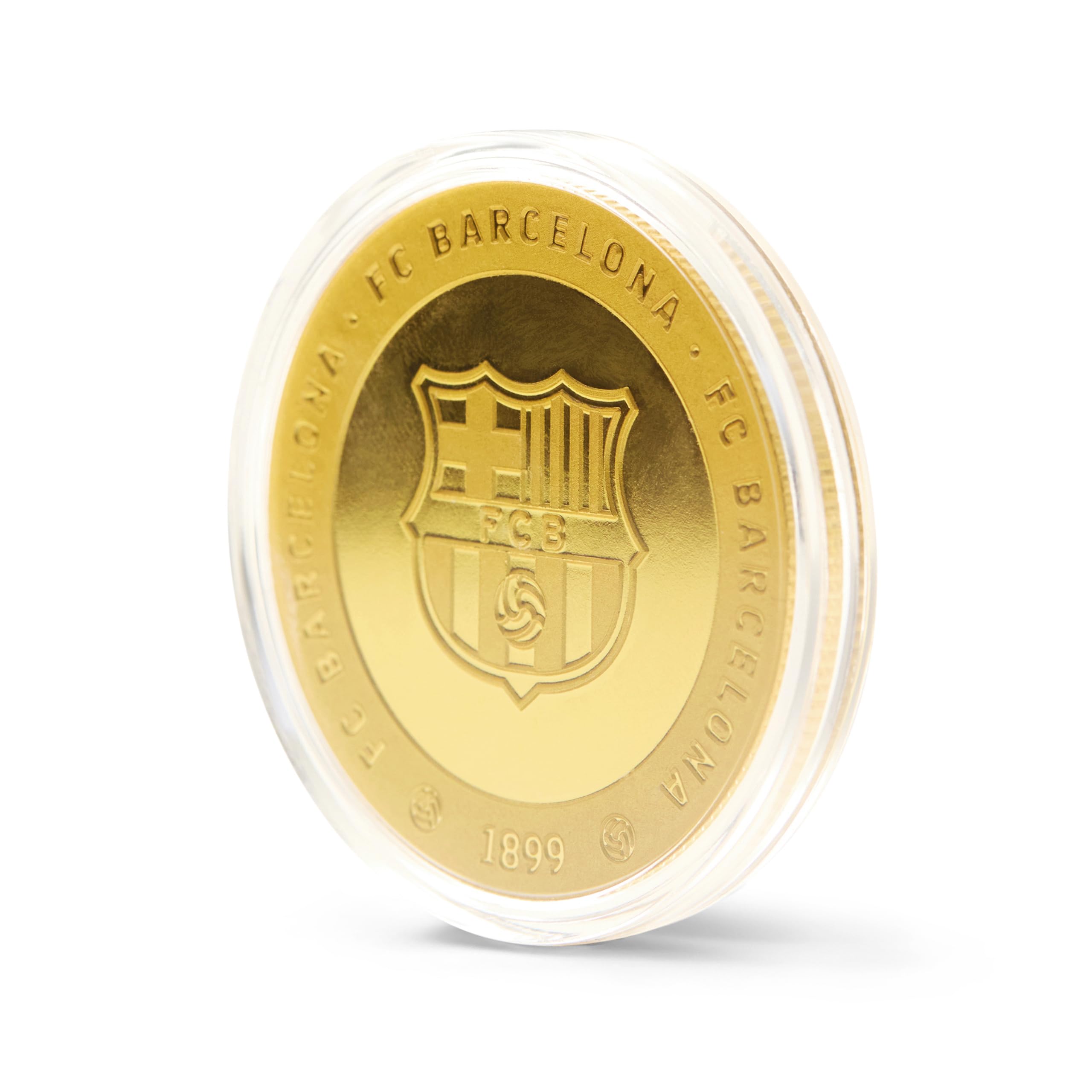 FC Barcelona - Moneda edición Especial con Escudo y Retrato en Relieve de Lamine Yamal, acompañado del número 10 y su Firma grabada - Coleccionable - Dorada - Producto Oficial