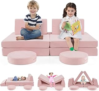 HONEY JOY 6 PCS Modular Kids Play Couch, Toddler Creative Imaginative Furniture Play Sofa Set for Nursery Playroom Bedroom...