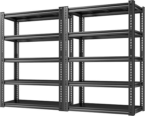 REIBII Estantes de almacenamiento de garaje de 72 pulgadas estantes de metal de 5 niveles estantes de almacenamiento resistentes para garaje