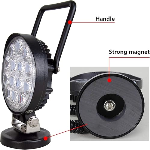 Miniatura 4 de Willpower Barra de luz LED de trabajo de 4 pulgadas y 27 W con base magnética, encendedor de cigarrillos, portátil, luz todoterreno para conducción