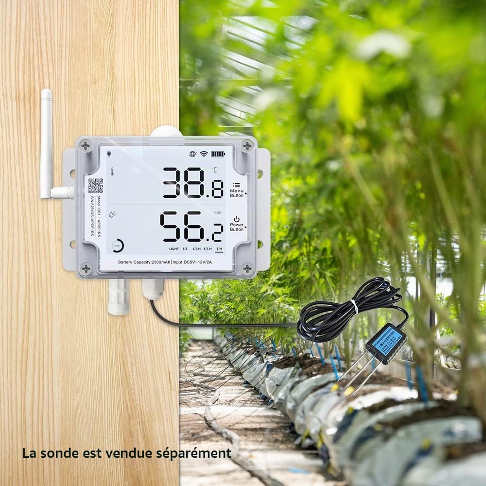 Ubibot GS1-AETH1RS Thermomètre et hygromètre numérique, moniteur de température et d’humidité wifi, enregistrement de données de température à distance (Wifi 2,4 GHz et câble Ethernet RJ45)