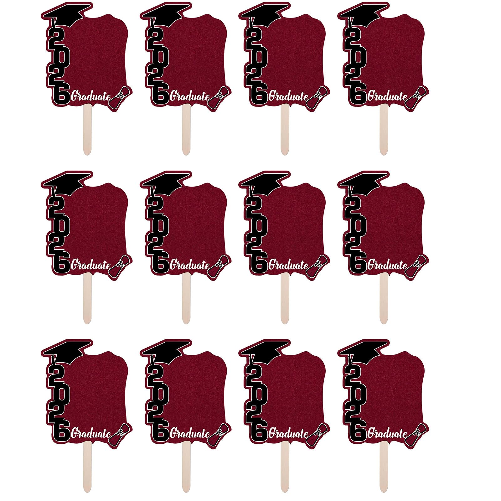 2026 Graduation Theme Fan Photo Frames 12Pieces Set Colorful Party Decorations and Props Celebration Backdrops Photo Booth Accessories