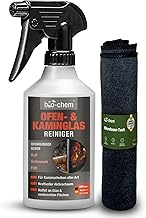 bio-chem Stove and Fireplace Glass Cleaner 500 ml High-Performance Active Foam with Microfibre Cloth - Effortlessly Removes Stubborn Deposits such as Soot, Grease, Smoke Resin - Made in Germany