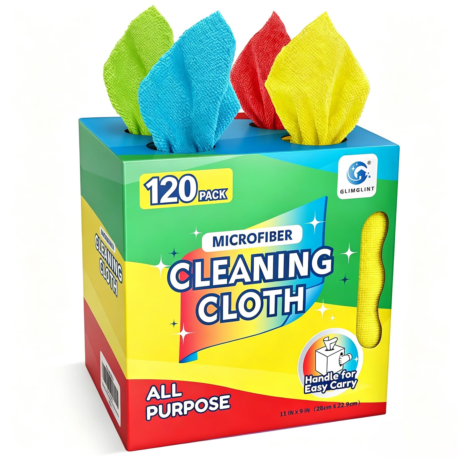 GLIMGLINT Microfiber Cleaning Cloth 120 Pack, Reusable Paper Towels 11 x 9