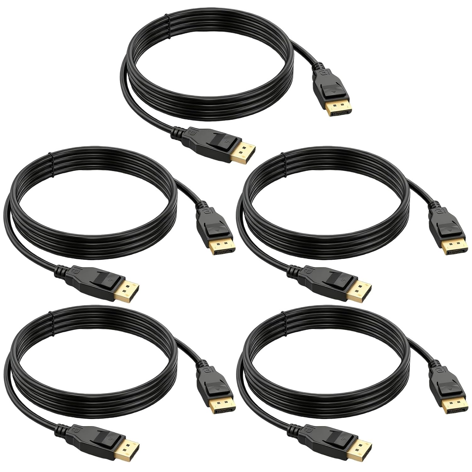 Certified 8K Display Port Cable 10FT 5-Pack,Long DisplayPort 1.4 Cable Support 8K@60Hz 4K@240/165/144/120Hz 2K/1080P@240Hz,10FT Display Port Cord for Graphics Card, Laptop, KVM, Gaming Monitor