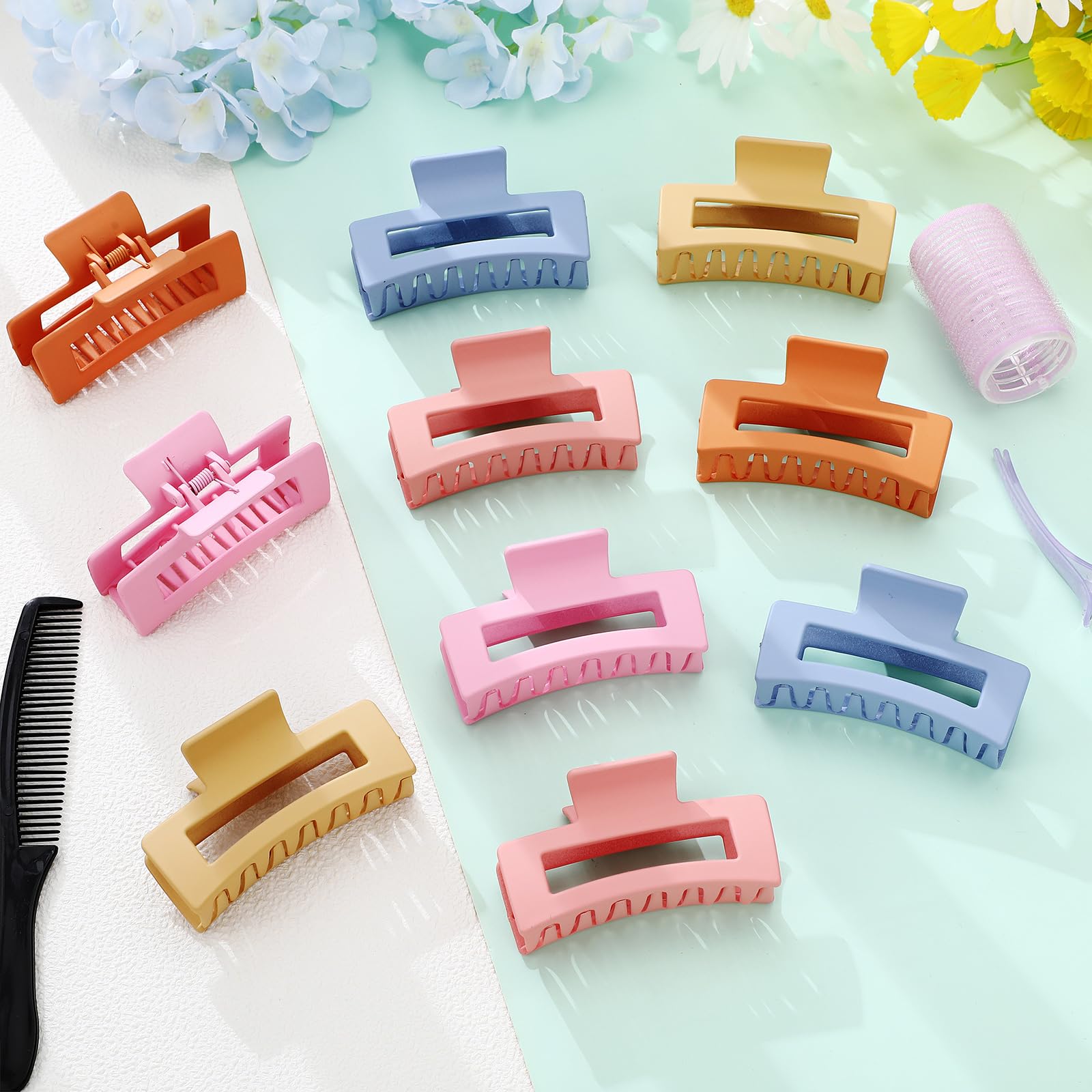 XunYee Juego de 100 pinzas para el pelo a granel, pinzas grandes a granel, pinzas para el pelo de mandíbula cuadrada para mujeres, antideslizantes, rectangulares, accesorios para el cabello para niñas