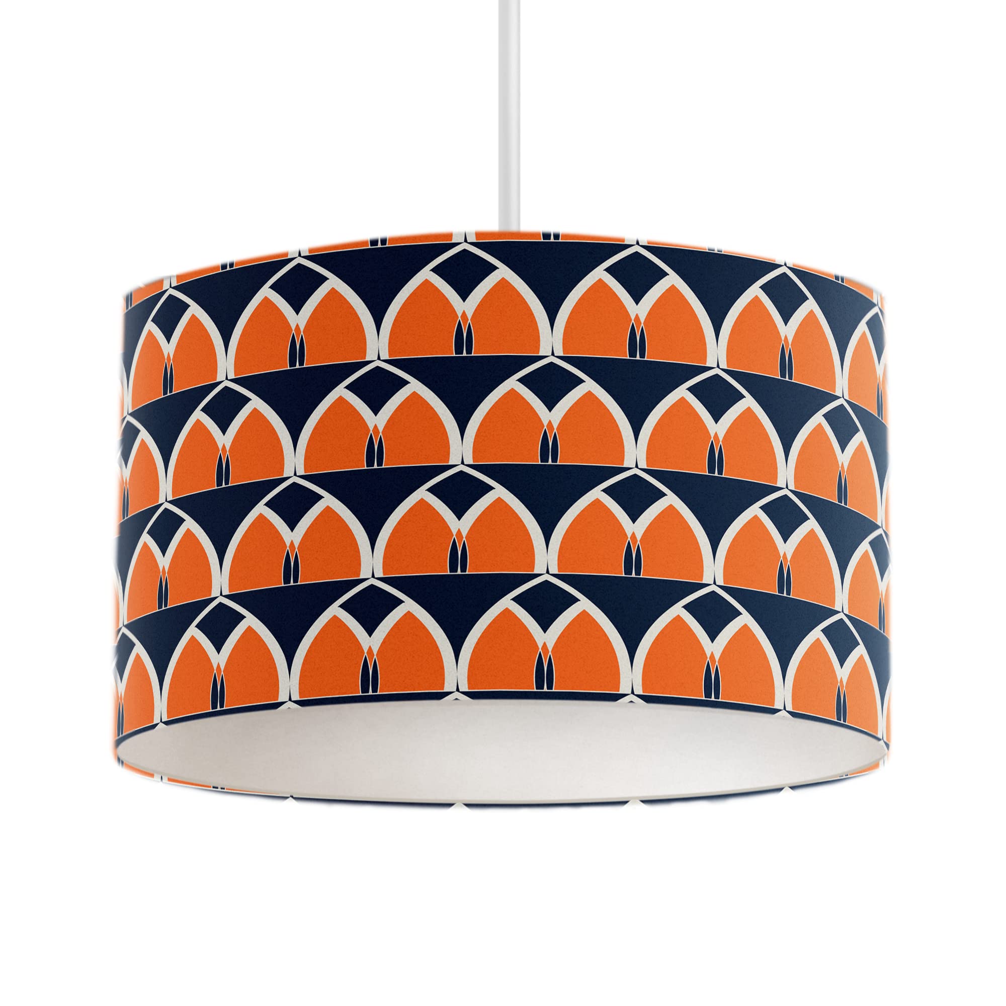 Navy Blue and Orange Geometric Arches Design Lamp Shade, Ceiling or Table Lamp Shade