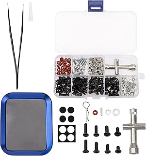 ShareGoo Universal RC Screws Kit,M3 Screws Flat washers R Clips Hexagon Wrench Repair Tool Box with Magnetic Screw Tray Compatible with Traxxas Axial Redcat HSP HPI 1/8 1/10 RC Car