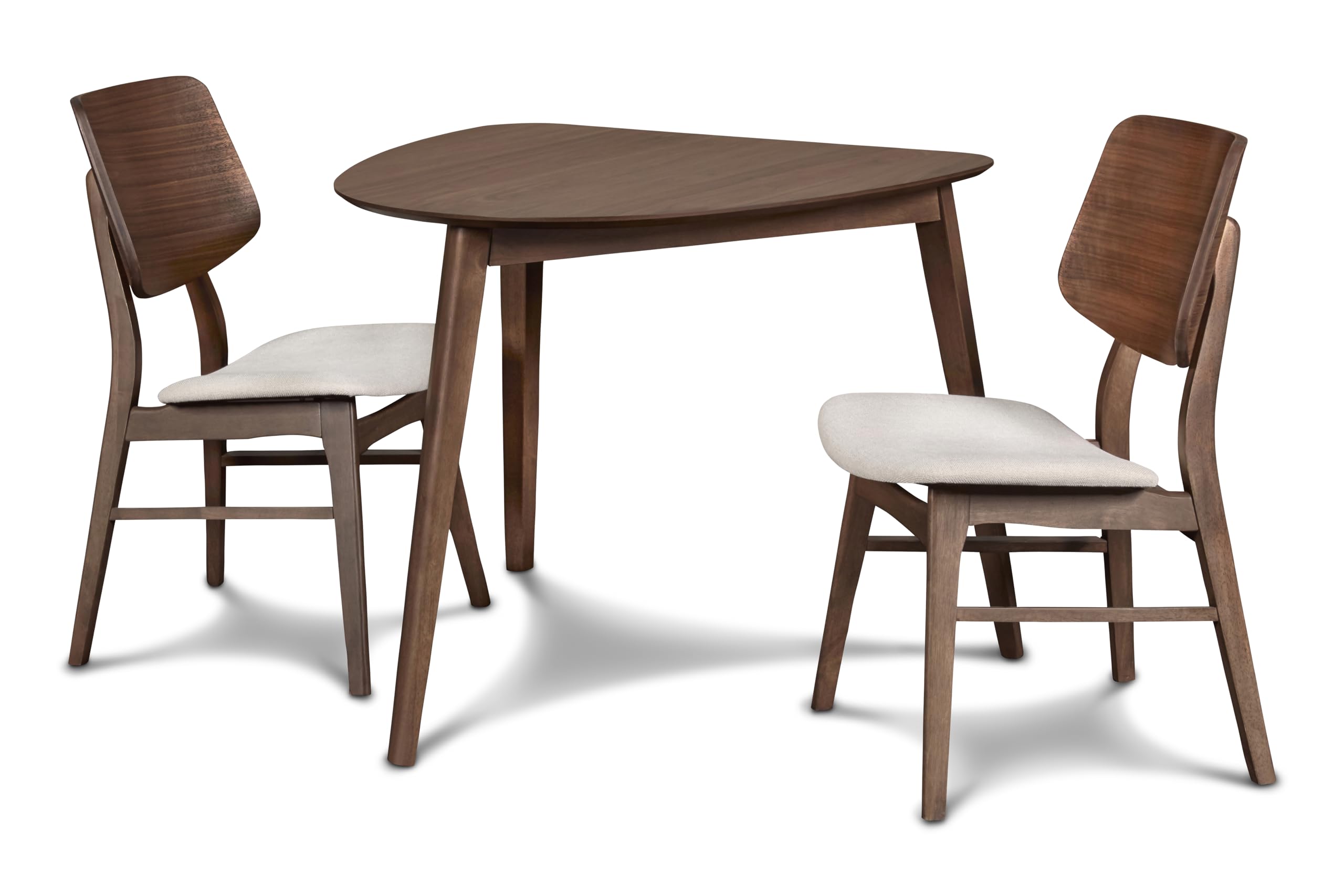 New Classic Furniture Mid-Century Modern Oscar Corner Table 3-Piece Dining Set, Walnut