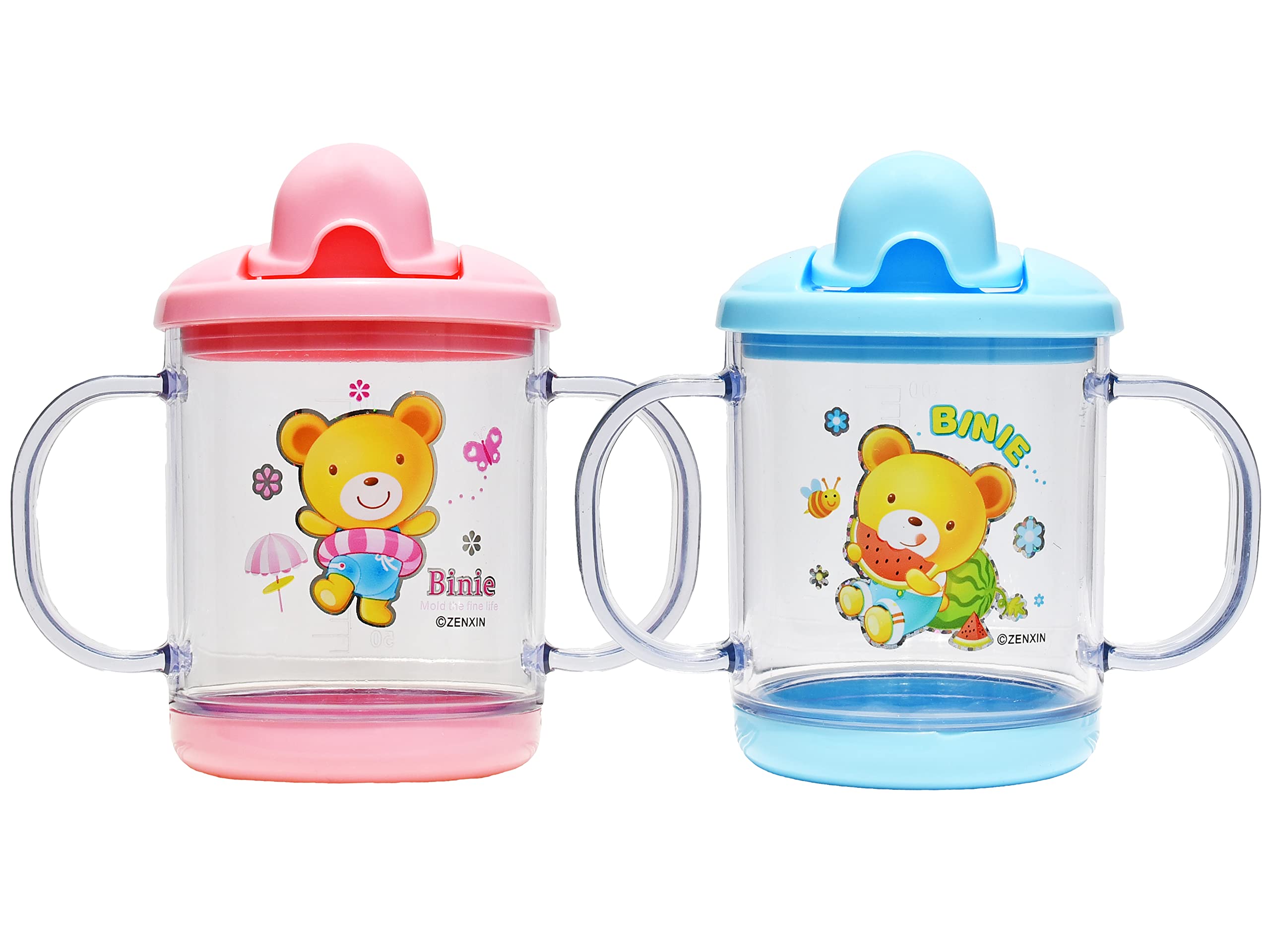 THE LITTLE LOOKERS� Bpa Free Unbreakable Sippy Cup (Sipper Mugs for Kids/Children/Babies/Infants) Spout Infant PP Water/Juice Training Sipper Cup with Handles 200 ml (Pink & Blue)-image-19