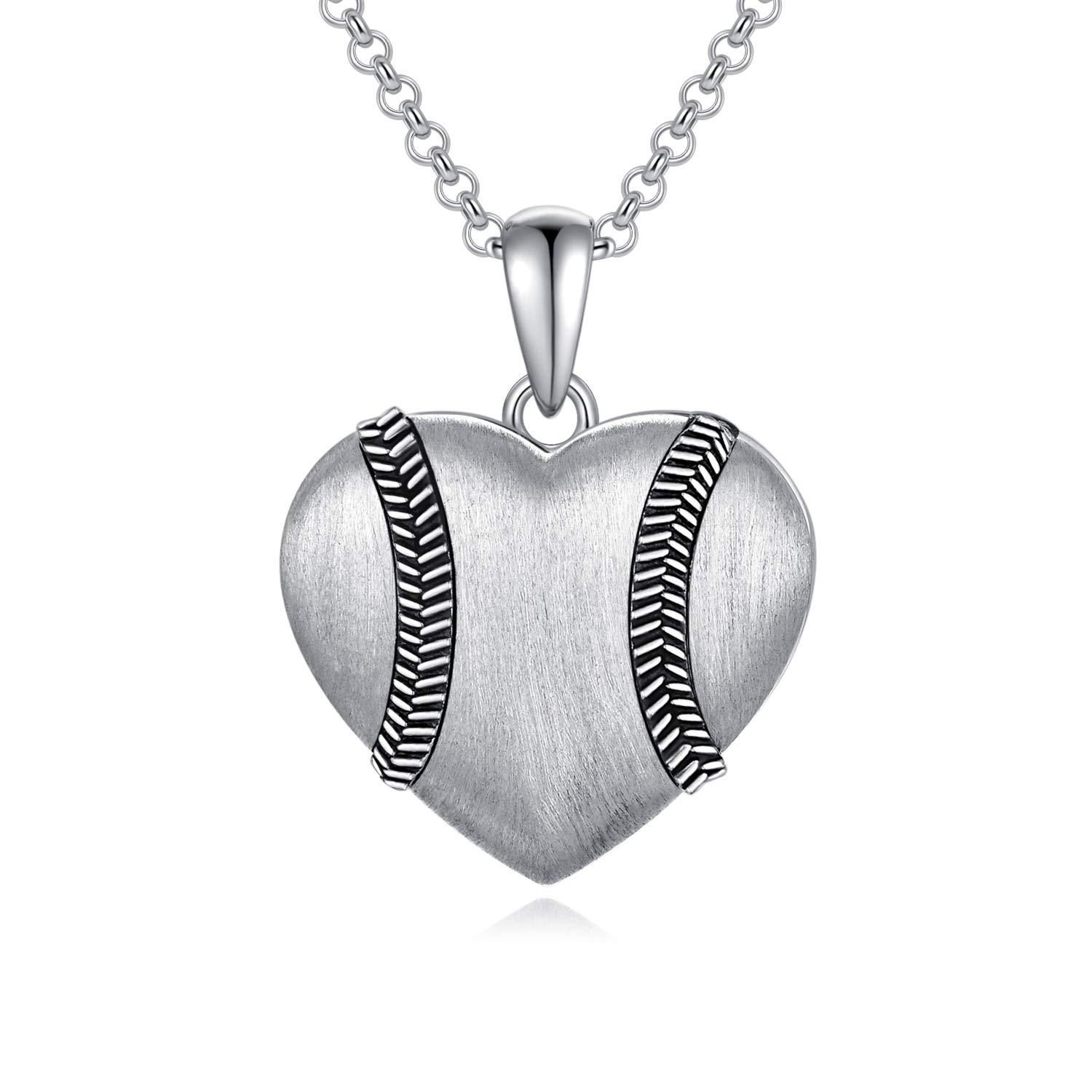 PEIMKO Personalized Photo Locket Necklace That Holds Pictures 925 Sterling Silver Baseball Locket Necklace Jewelry for Women