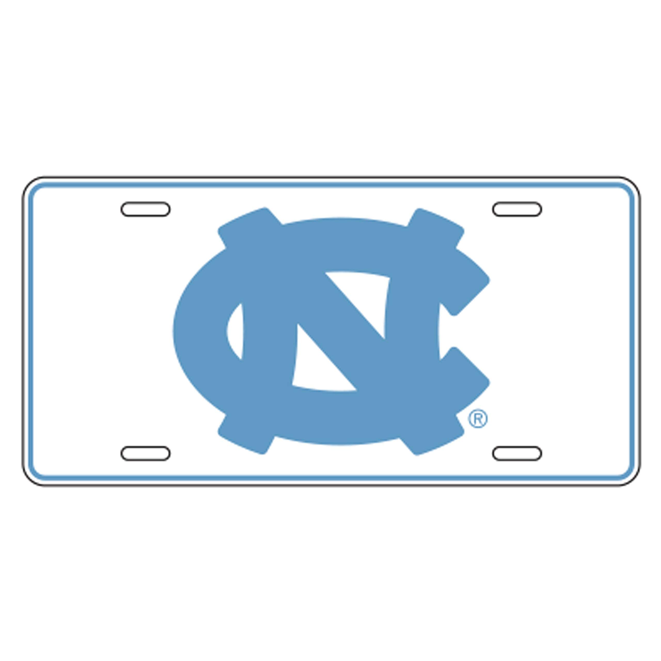 North Carolina Tar Heels UNC White Metal Car Tag