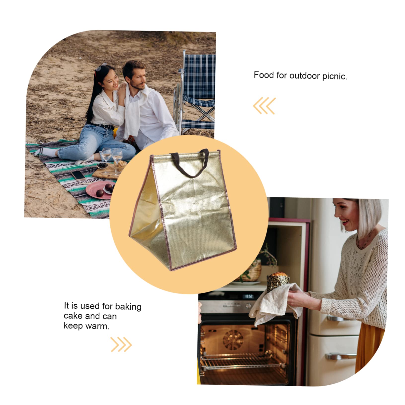 LIFKOME 3piezas Bolsa Térmica Aislante Para Comida y Resistente Para Picnic Camping y Transporte De Alimentos Frescos