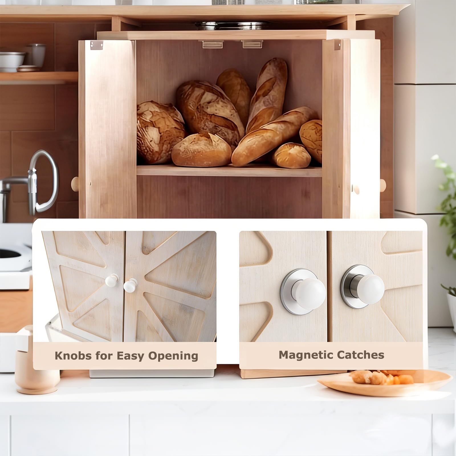 GIANTEX Panera de Madera de Esquina, 31x31x41cm, 2 Puertas