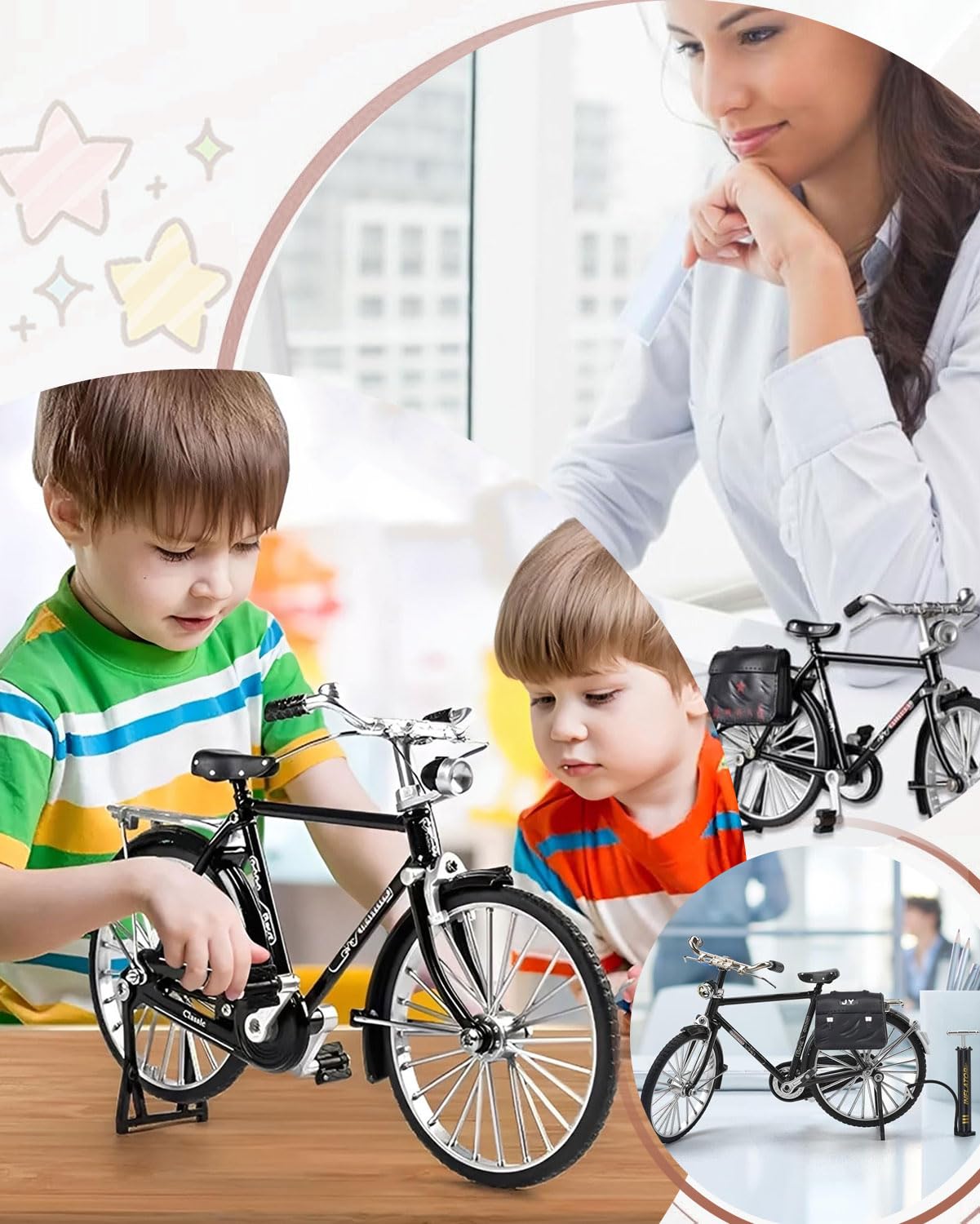 BKit Fai da Te in Scala per Modello di Bicicletta,modellino bici,Kit di Giocattoli per modellini di Bici da Dito,Kit Scala Modello Bicicletta Simulazione 1/10,per camera da letto,idea regalo