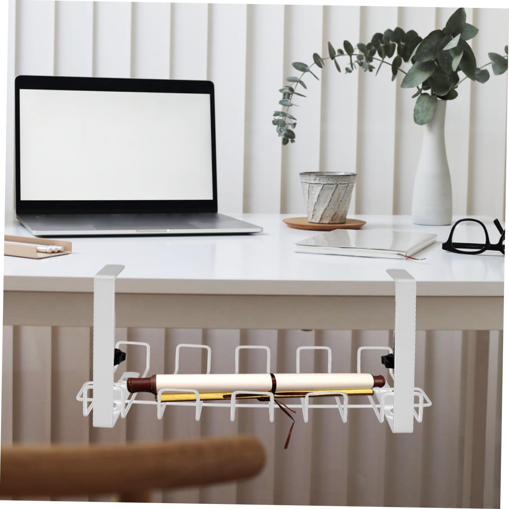 Support de Câbles en Acier Carbone sous Bureau, Panier de Rangement pour Câbles, Organisateur de Fils Solide pour Bureau et Domicile