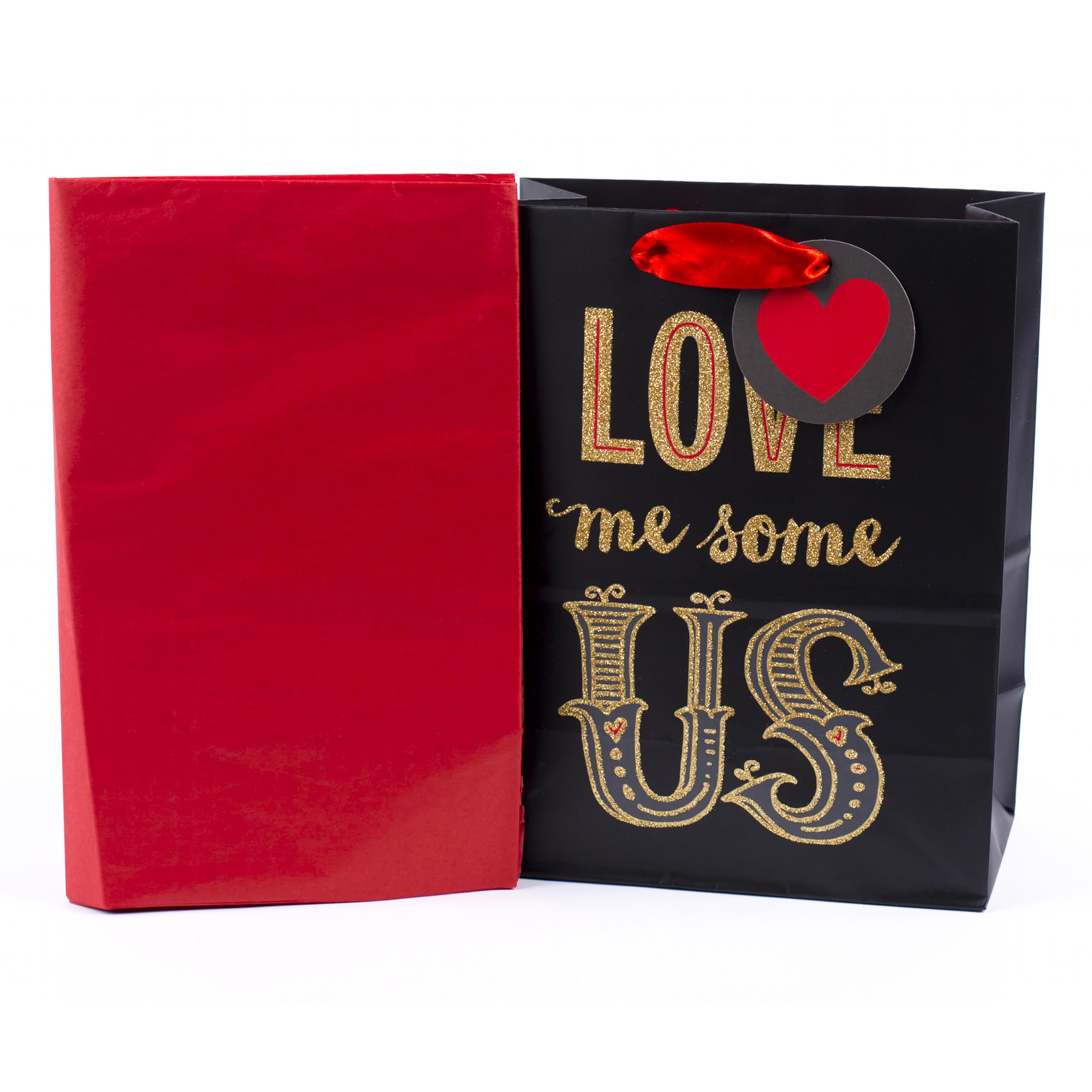 Hallmark Mahogany 9" Medium Gift Bag with Tissue Paper (Love Me Some Us) for Anniversary, Valentines Day and More