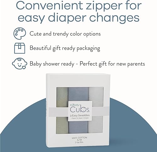 Miniatura 9 de Comfy Cubs Saco de dormir fácil ajustable con cremallera de fácil acceso y paños de muselina para eructos, paquete grande