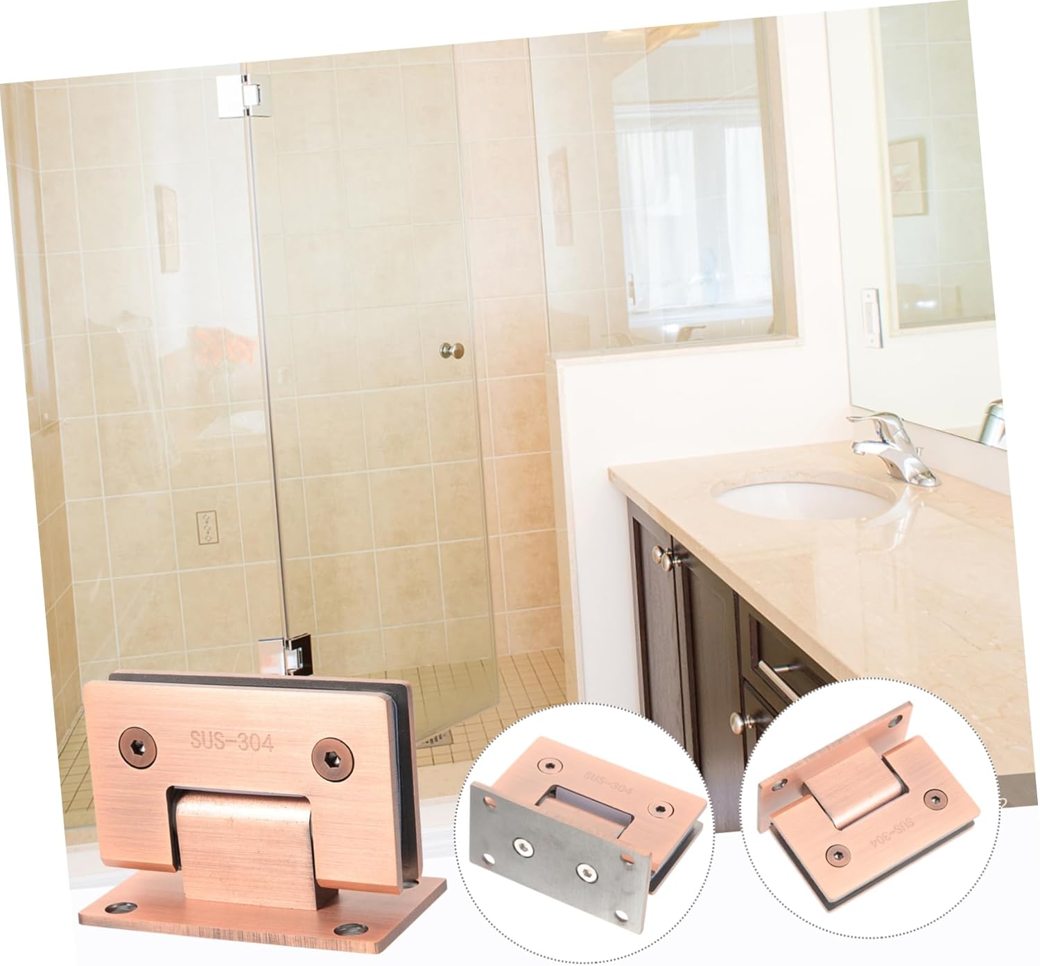 Stainless Steel Hinge for Glass Shower Door Steel Swing Frameless Door Hinge Hardware Accessory
