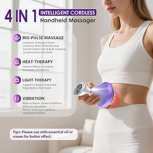 Miniatura 2 de Masajeador de drenaje linfático, herramienta de masaje anticelulitis para estrías de muslos y vientres y reducción de celulitis, herramientas de