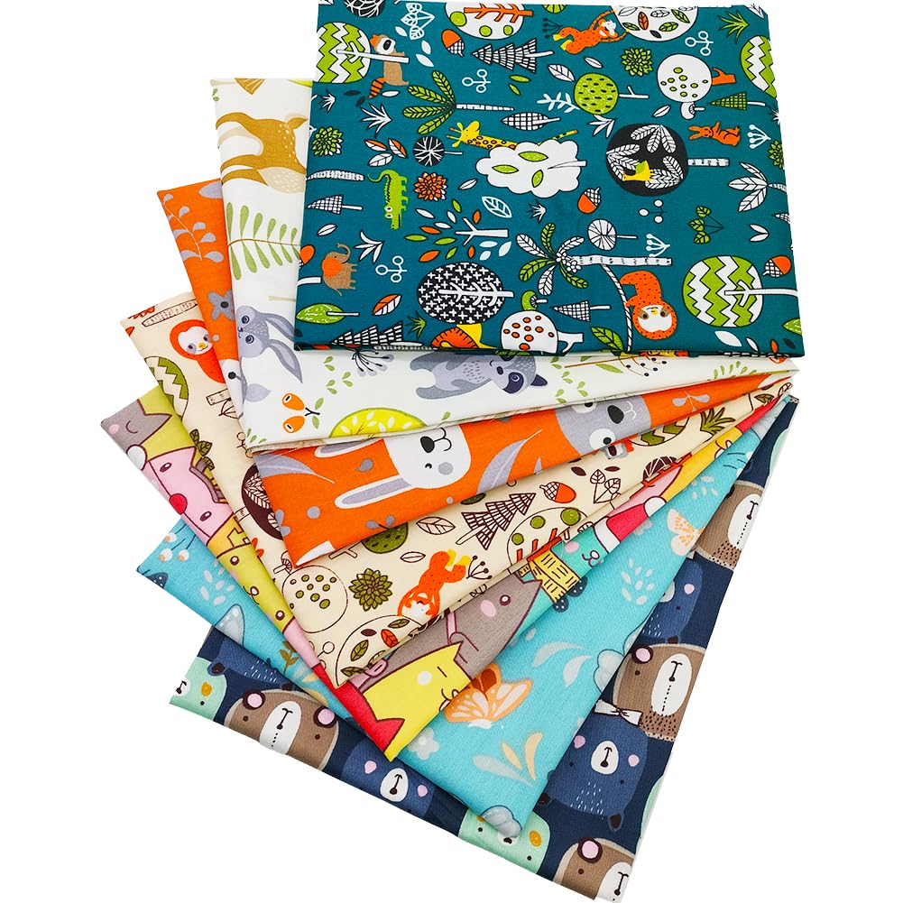 Zestaw tkanin Fat Quarters, 7 sztuk 100% bawełna 50 cm x 50 cm (20 cali x 20 cali) wstępnie wycięte arkusze do szycia patchworkowego rzemiosła pikowania, bez powtarzającego się projektu