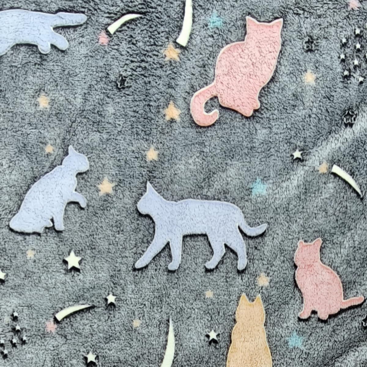 Sviuse Glow in The Dark Cat Blanket Ultra Soft Flannel Throw Gifts for Cats Lovers Girls Kids Grey Lovely Kitten Pattern Luminous Blankets for Couch Bed Sofa (50"x60", Cat 9) - Image 4