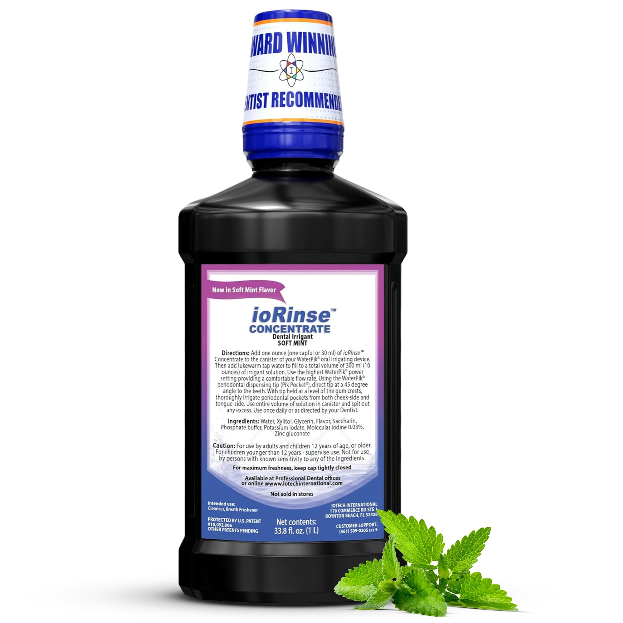 ioRinse Concentrated Irrigant with Active Molecular Iodine, Alcohol-Free Dental Irrigant, use with Water Flossers, and All Other Oral Irrigation