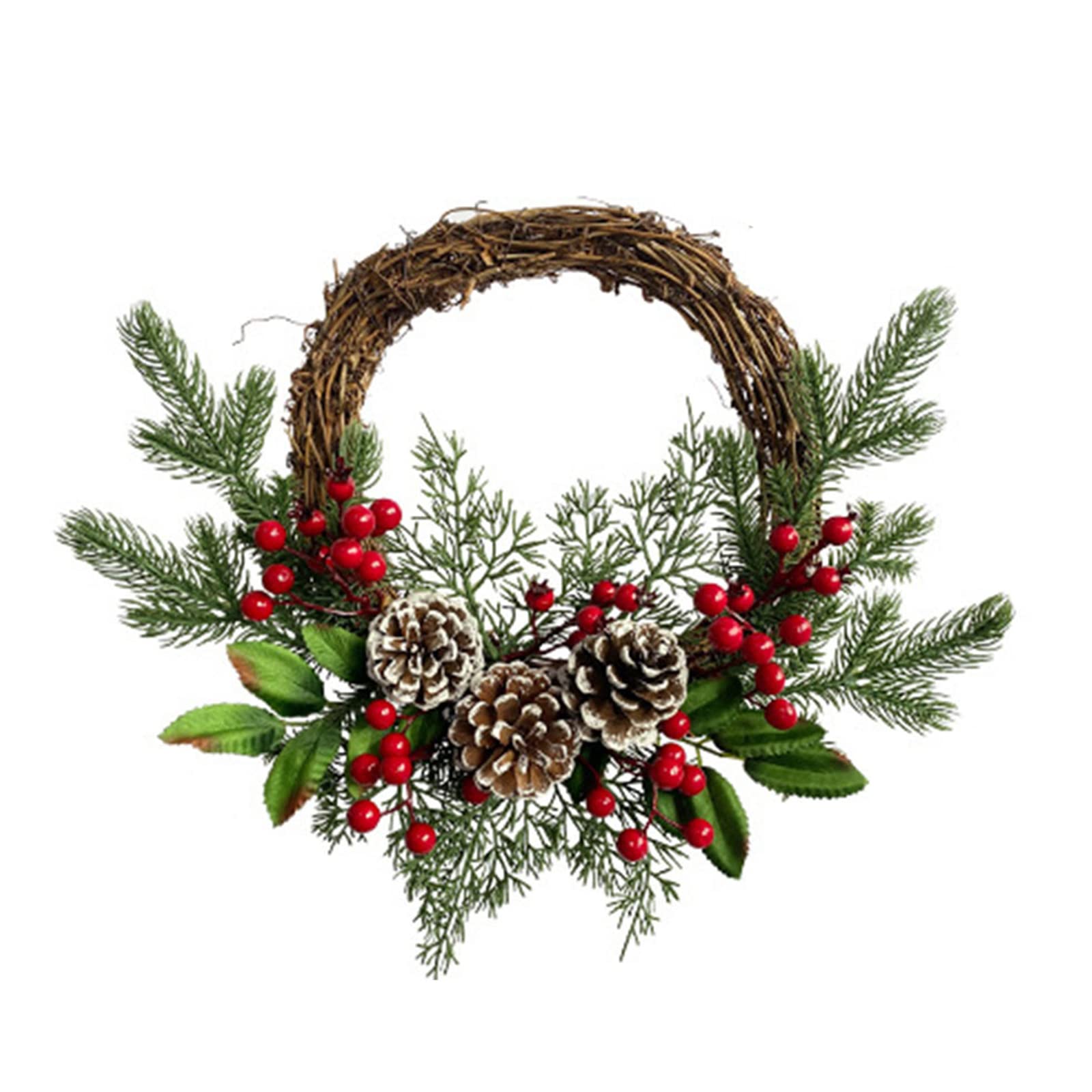 Christmas Pine Needle Hangable Wreath Decorative Garland Pendant Ornament for Farmhouse Front Door Window Decorations Christmas Pinecone Wreaths for Front Door