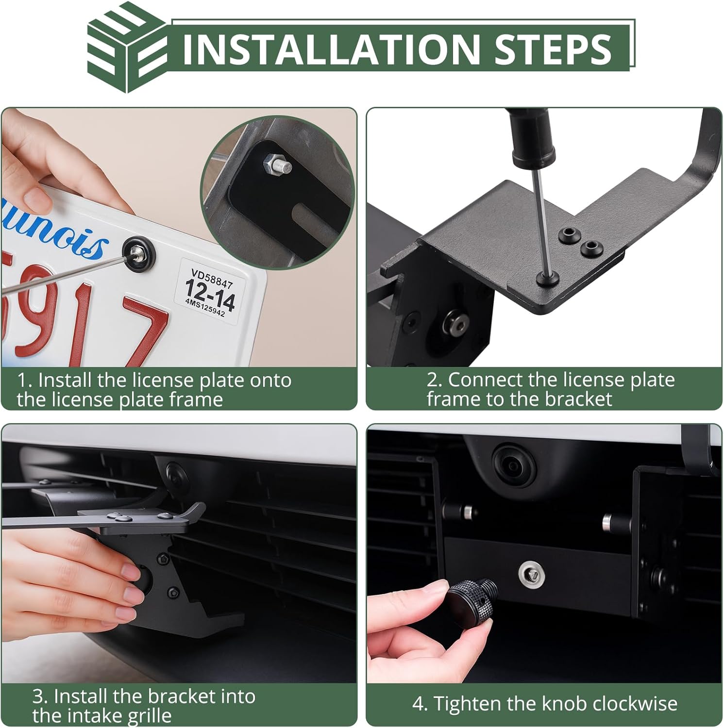 EYPINS Front License Plate Holder for Tesla Model Y Juniper Refresh 2025 2026 Accessories - No Drill/Adhesive Aluminum Alloy License Plate Frame, Anti-Theft, No Loosing, Black