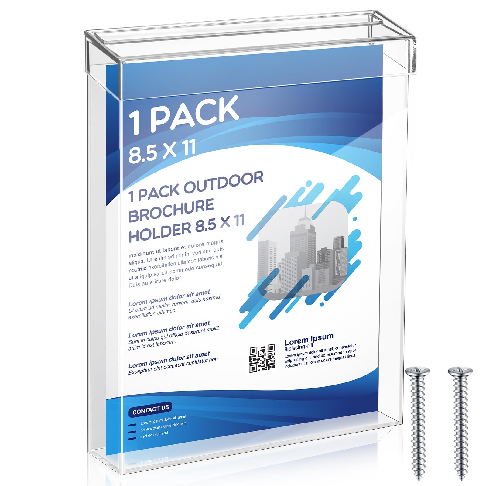 Thyle 8.5” x 11” Outdoor Brochure Holder Waterproof Wall Mount Lid, Clear