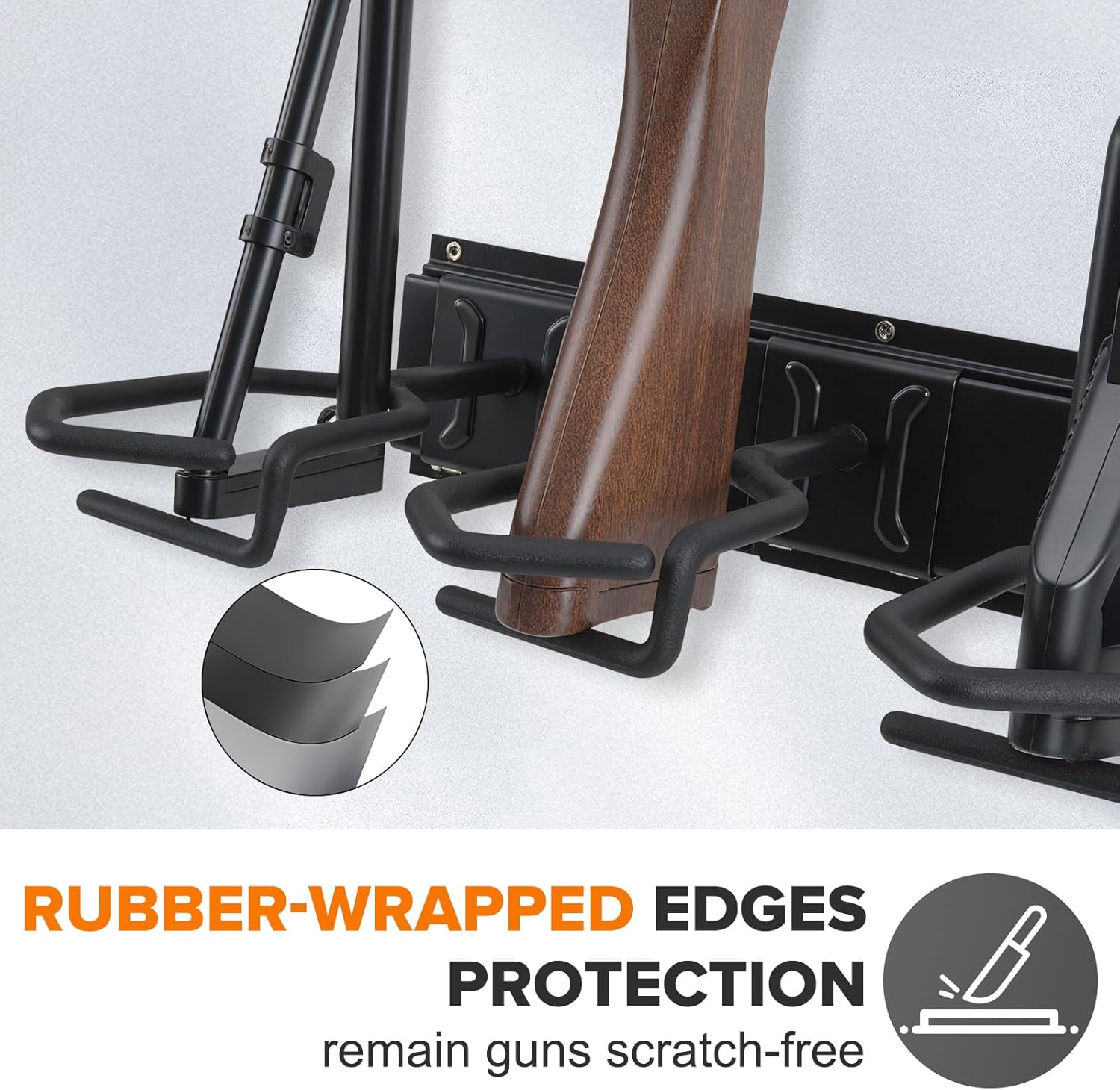 Gun Rack Wall Mount, Indoor Metal Gun Rack, Adjustable Rifle Storage Holder with Soft Padding, Vertical Gun Display, for 12 Slot