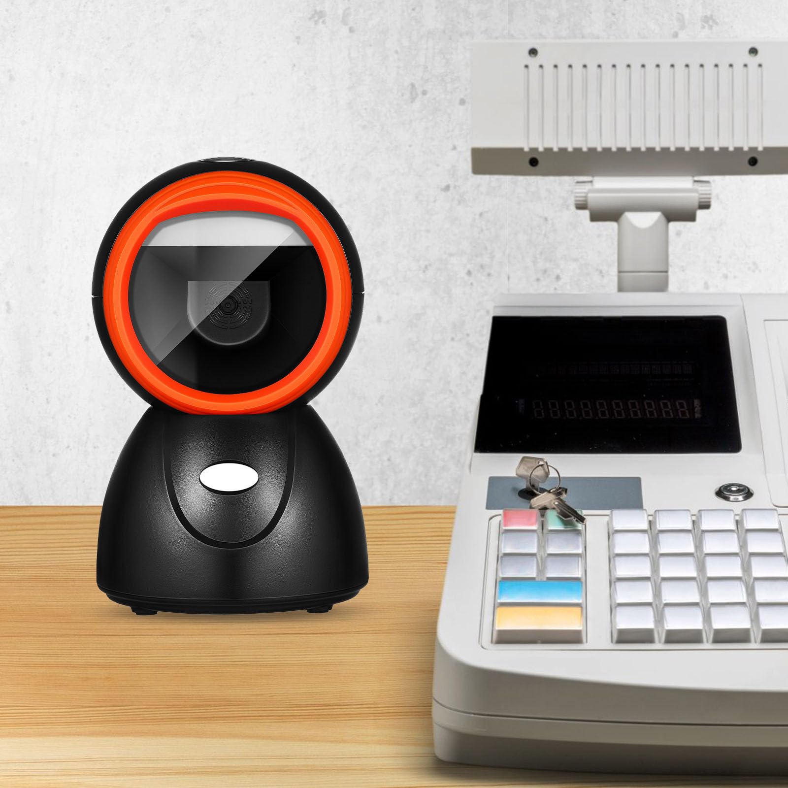 Scanner Codici a Barre da Tavolo Sferico per Supermercato, ABS