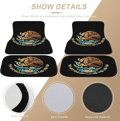 Miniatura 5 de Tapete de automóvil con bandera de México, 4 piezas, protección para todo tipo de clima, para automóvil, SUV, camión, camioneta