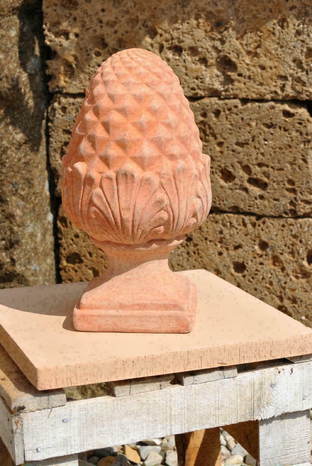 Zapfen,Pinienzapfen,helles Terracotta,Gartendeko,Italian Style,28cm