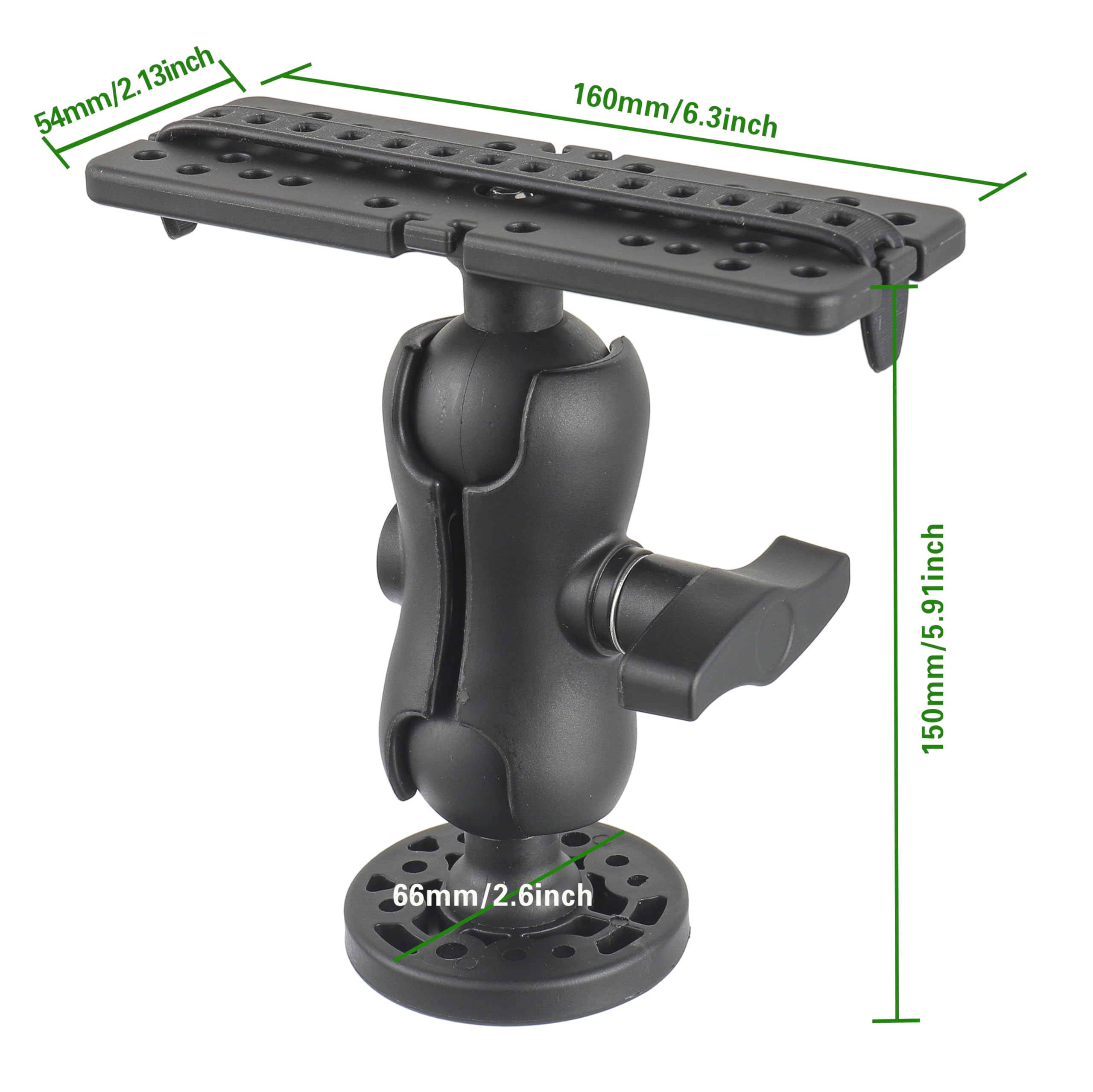 BOSHCHEN Fish Finder Mount Base, Universal 360° Rotation Ball-Mount Fish Finder Bracket, Nylon & Stainless Steel Electronic Fish Finder Holder for Marine Boat Kayak Pontoon Canoe