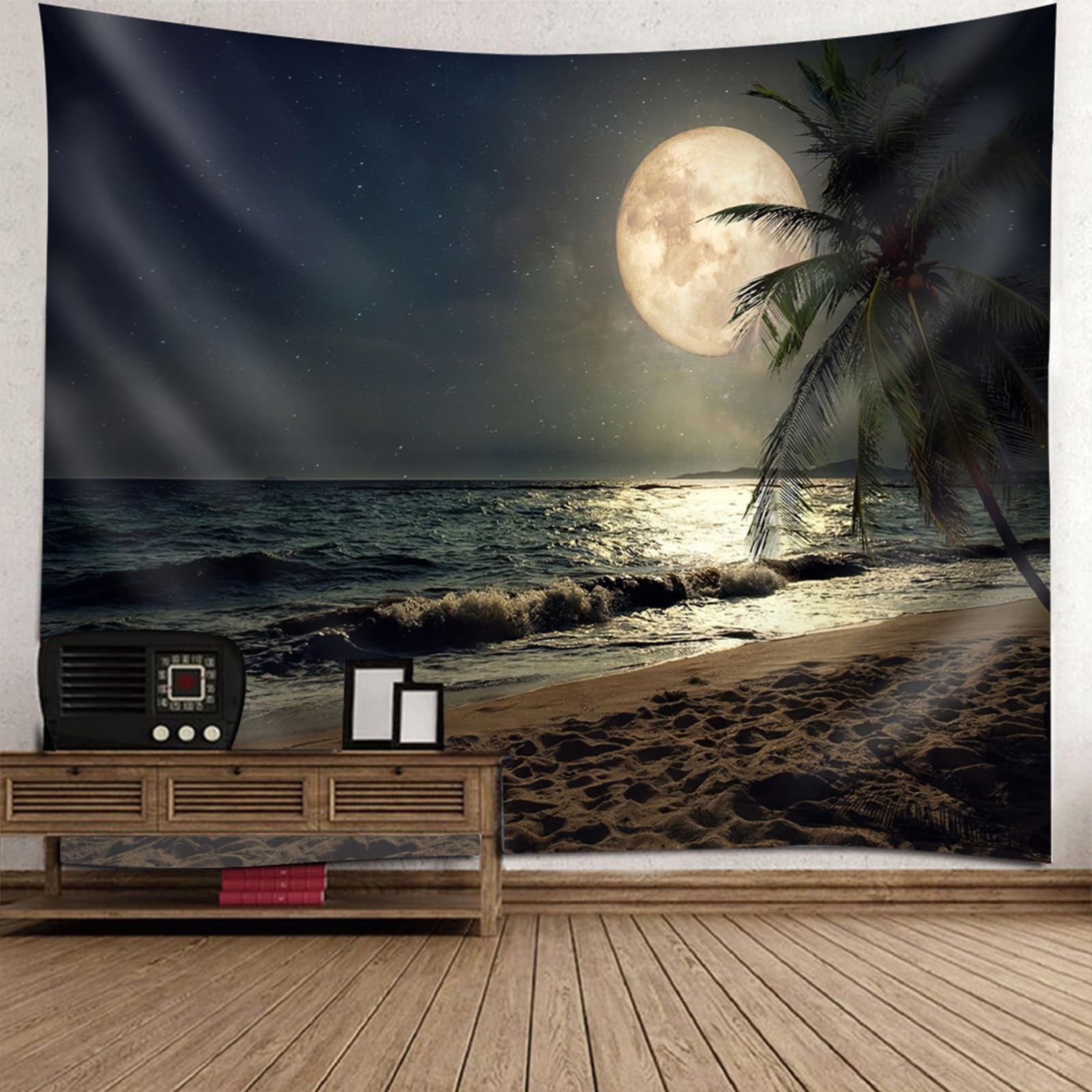Tapiz de luna RDSGYZ, decoración de pared de 150x150 cm para dormitorio 6