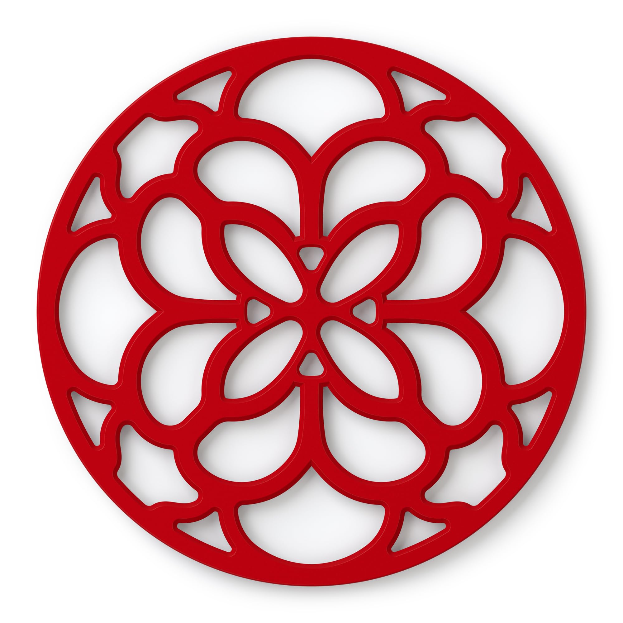 Zeal Silicone Trivet Mat for Hot Pots and Pans – Heat-Resistant, Non-Slip Kitchen Worktop Protector, Round Heritage Design, 18cm (Red)