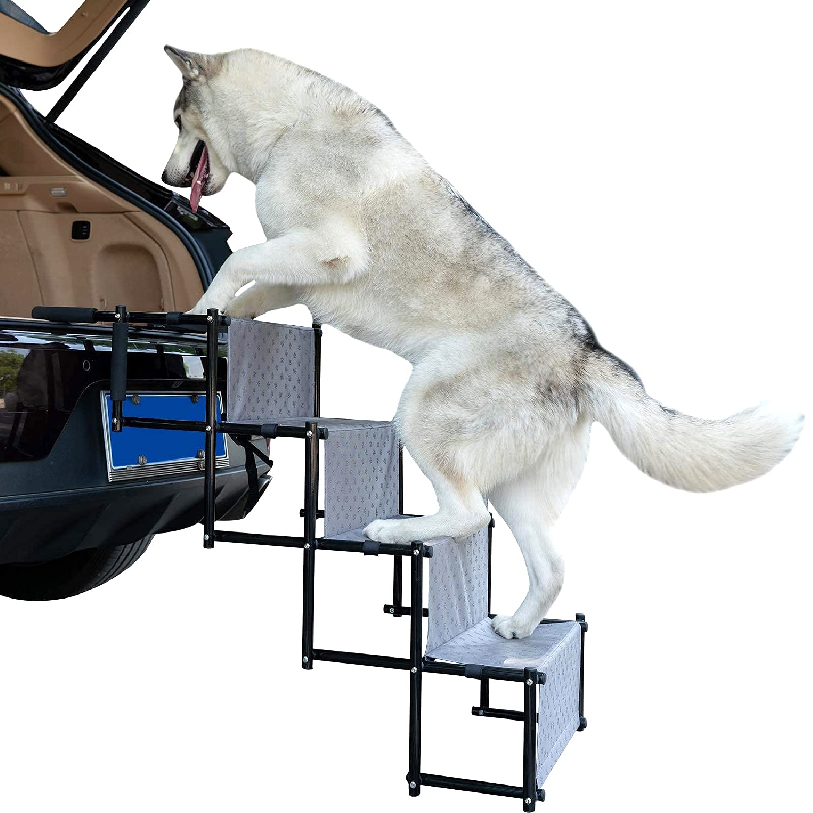 Rampas para perros para perros grandes, cargables hasta 68 kg Escaleras para perros con placas de refuerzo, rampas para autos para perros Plegables, escalera para mascotas liviana antideslizante, 5